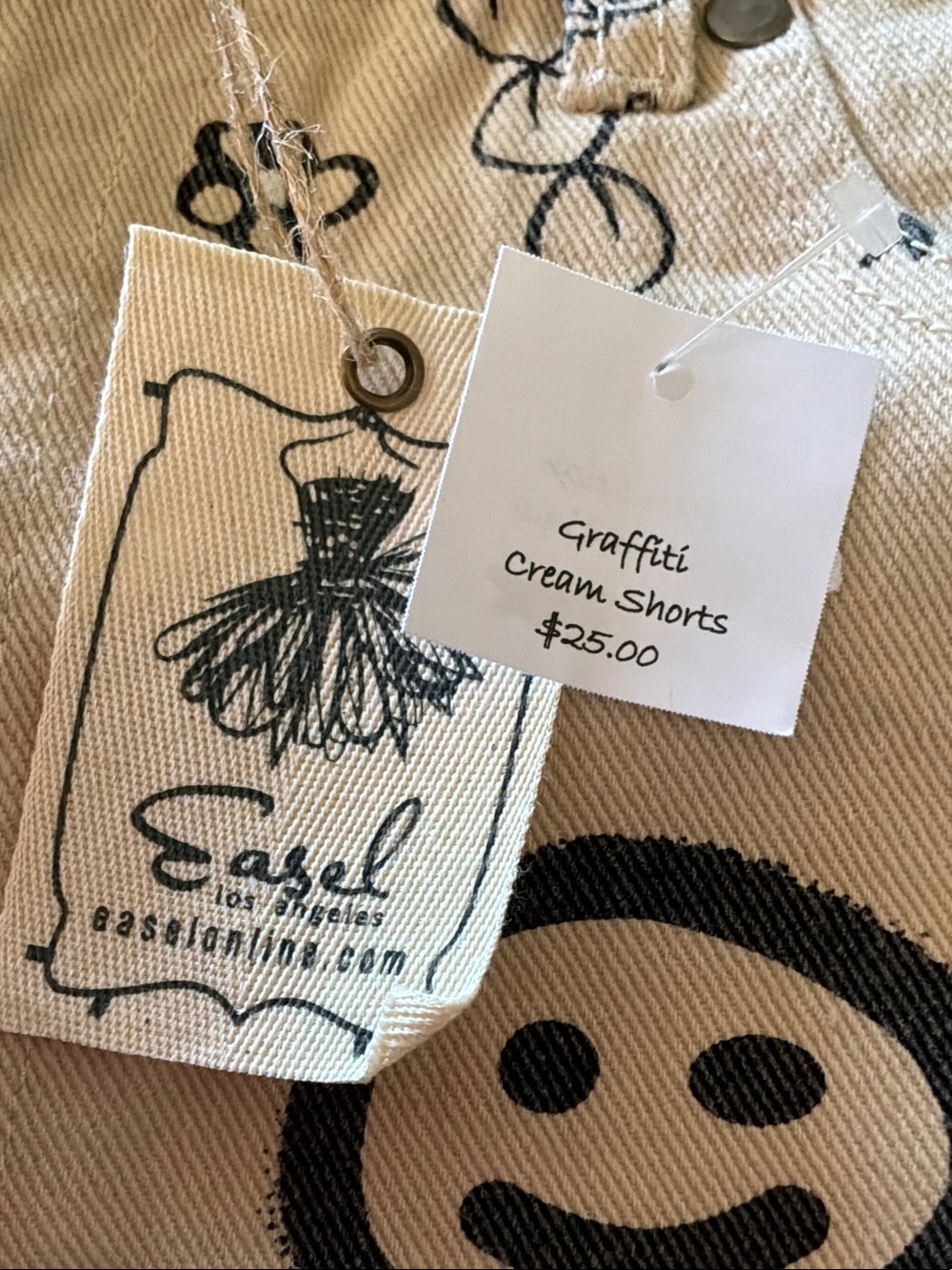 Graphic Distressed Beige Bermuda Shorts by easel - Picture 2 of 5